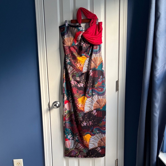 NWT Fashion Nova Women's 1X Inquisitive Fortune Maxi Dress in Black/combo - Picture 3 of 10